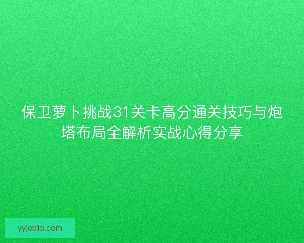 保卫萝卜挑战31关卡高分通关技巧与炮塔布局全解析实战心得分享
