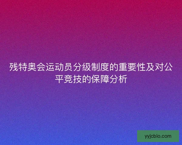 残特奥会运动员分级制度的重要性及对公平竞技的保障分析 残特奥会运动员分级制度的重要性及对公平竞技的保障分析